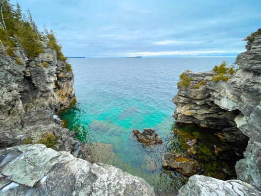 The scenic Grotto on Bruce Peninsula, view from above exterior